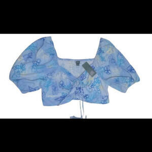 Top WILD FABLE Puffed Sleeve Cropped Size XX-Large *NWT* MSRP $20.00